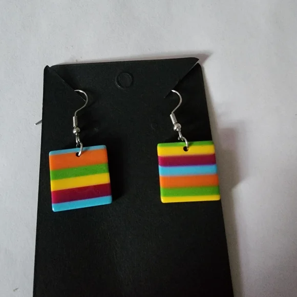 Colorful Striped Earrings - Picture 1 of 3